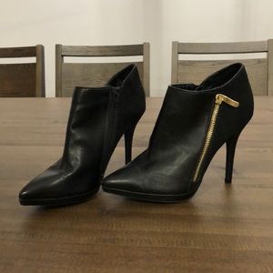High heel black ankle boots